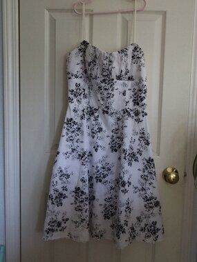 Ruby Rox Y2K Dress Black and White Floral with Adjustable Straps